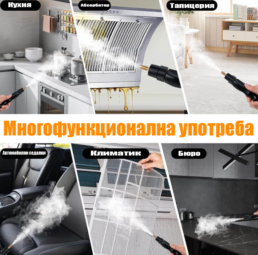 UltraJet™ 2500W Парочистач – почистване на плочки, тапицерия, прозорци и автомобили